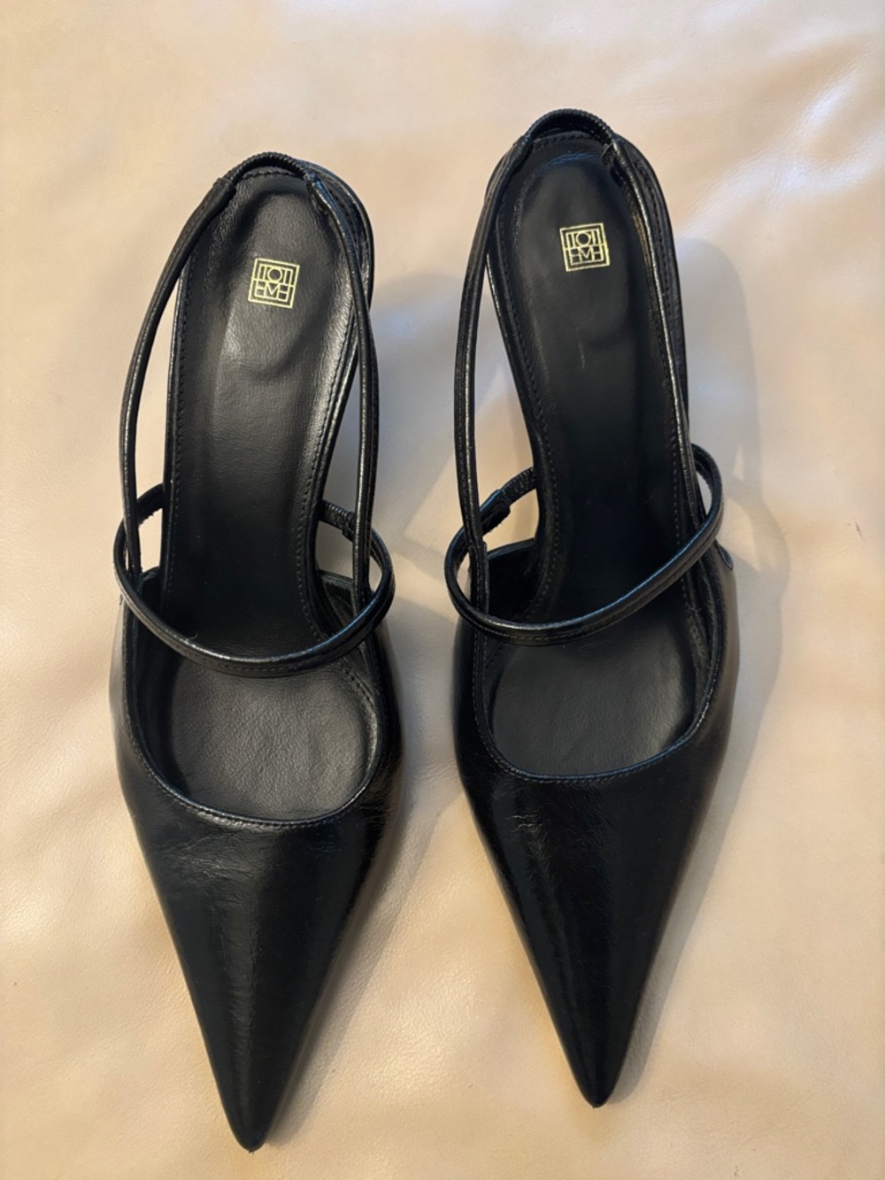 Black Pointed-Toe Slingback Heels by Toteme sz 37